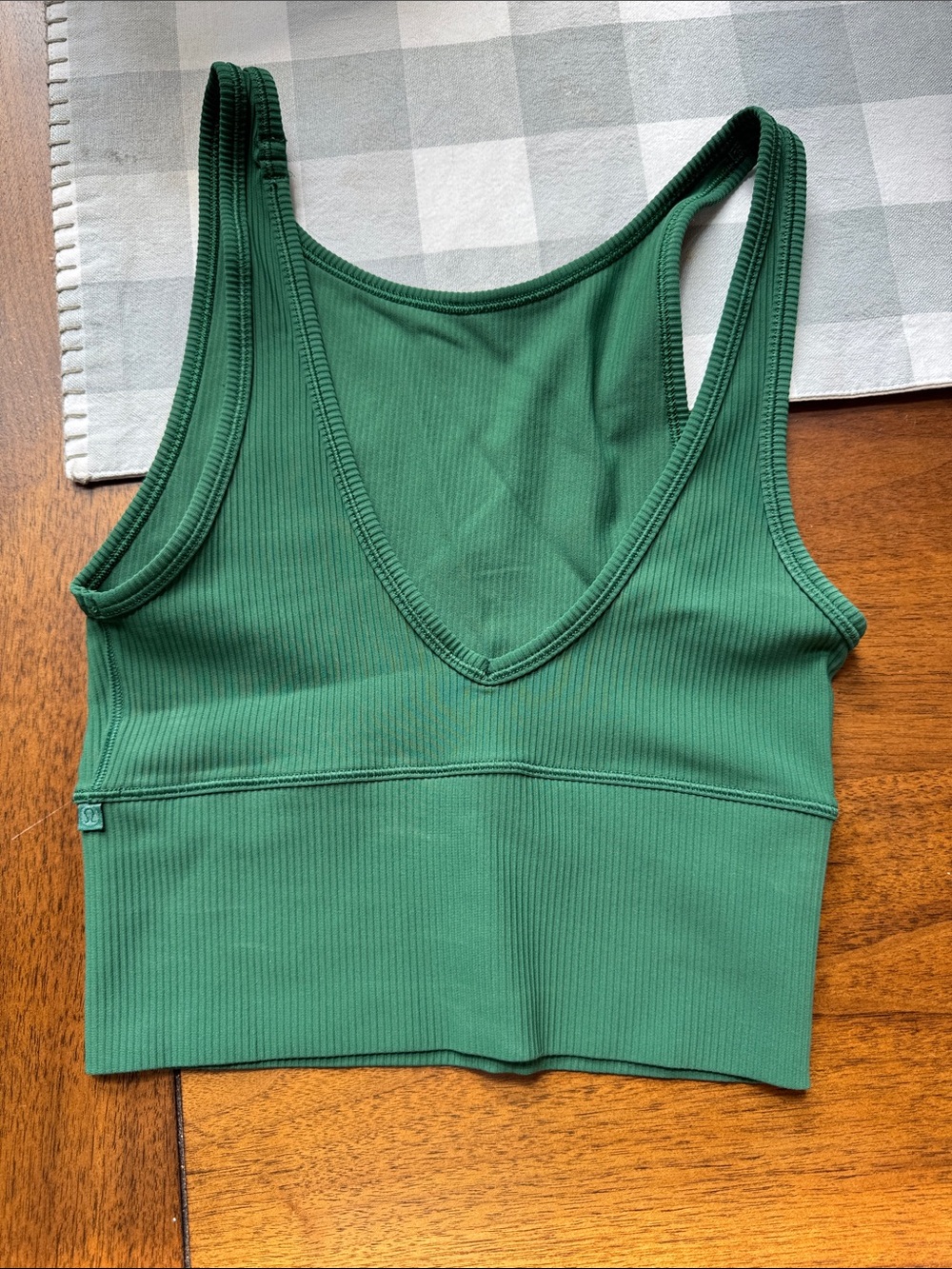 Lululemon Green Ribbed V-Neck Crop Tank